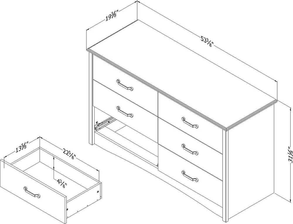 South Shore Helson 6-Drawer Double Dresser Seaside Pine