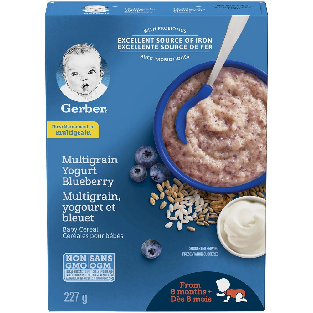 Céréales pour bébés GERBER® Étape 3 Multigrains avec yogourt et bleuet 227 g 227 GR