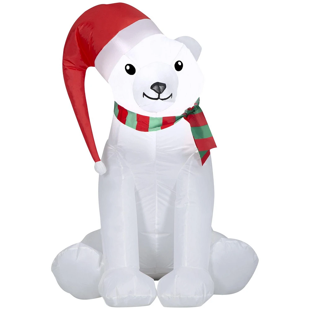 Christmas Inflatable Polar Bear with Santa Hat, Christmas Inflatable Polar Bea