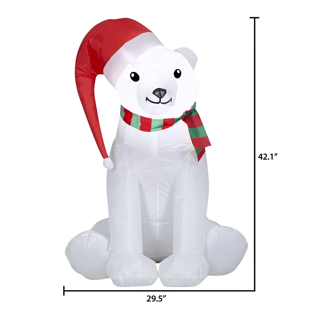 Christmas Inflatable Polar Bear with Santa Hat, Christmas Inflatable Polar Bea