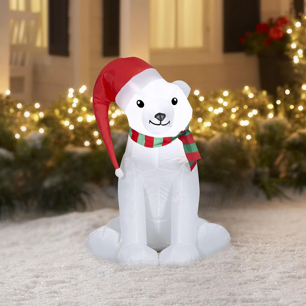 Christmas Inflatable Polar Bear with Santa Hat, Christmas Inflatable Polar Bea