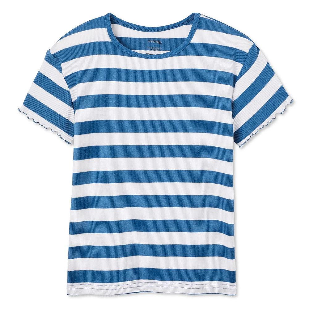 George Girls' Rib Tee, Sizes XS-XL