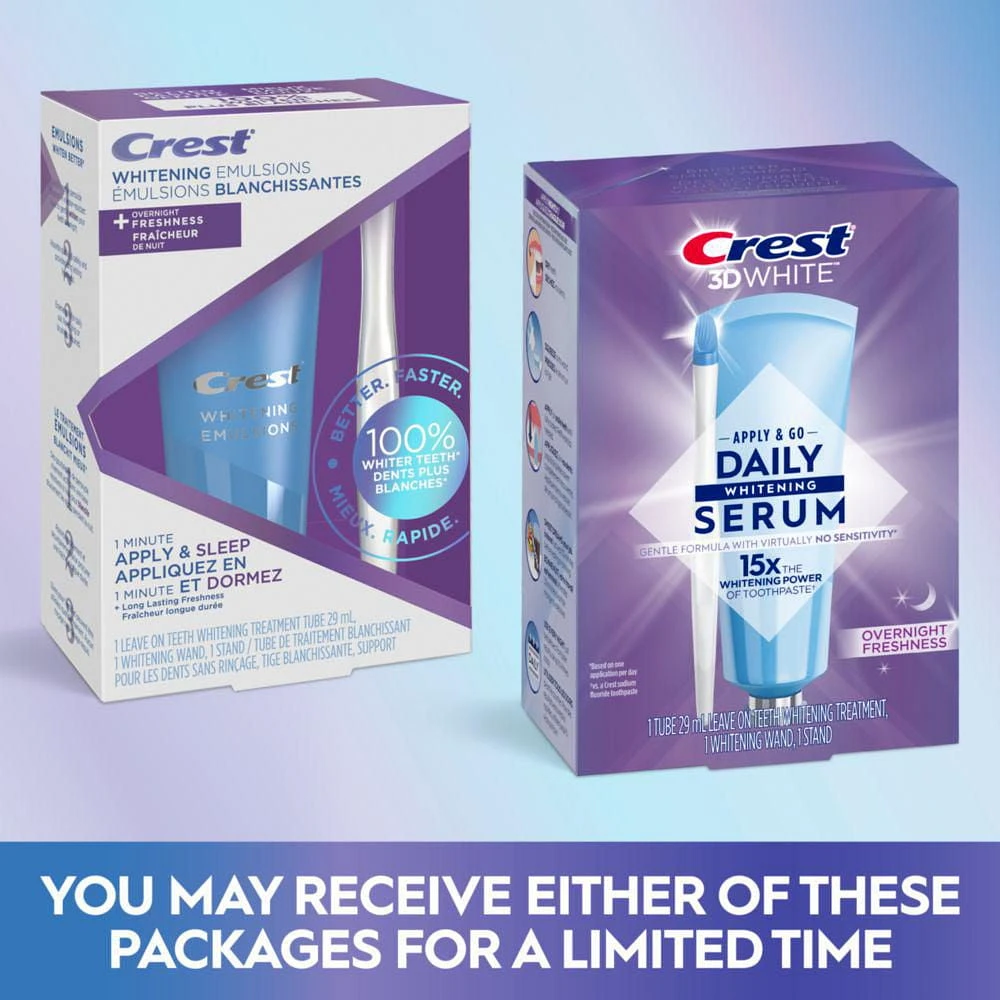 Crest Whitening Emulsions + Overnight Freshness, Leave-on Teeth Whitening Treatment