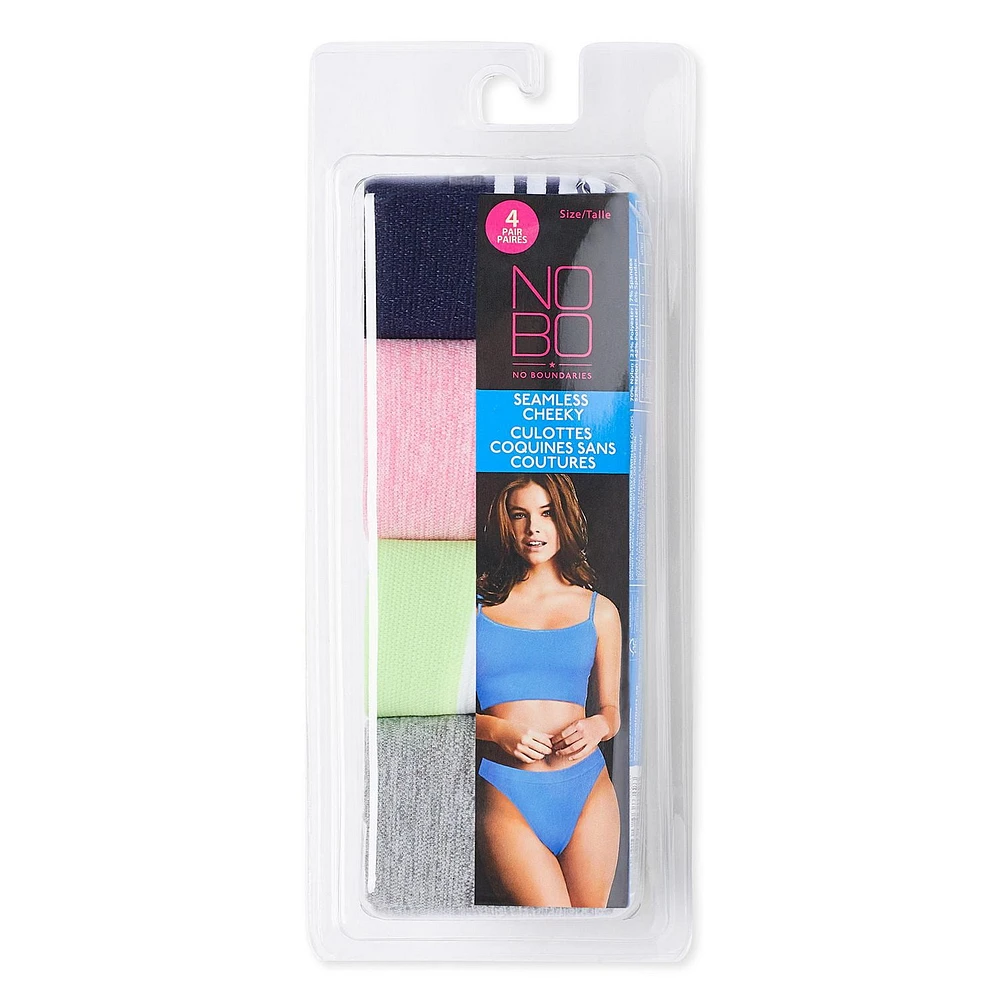 No Boundaries Women's Seamless Cheeky 4-Pack, Sizes S-XL