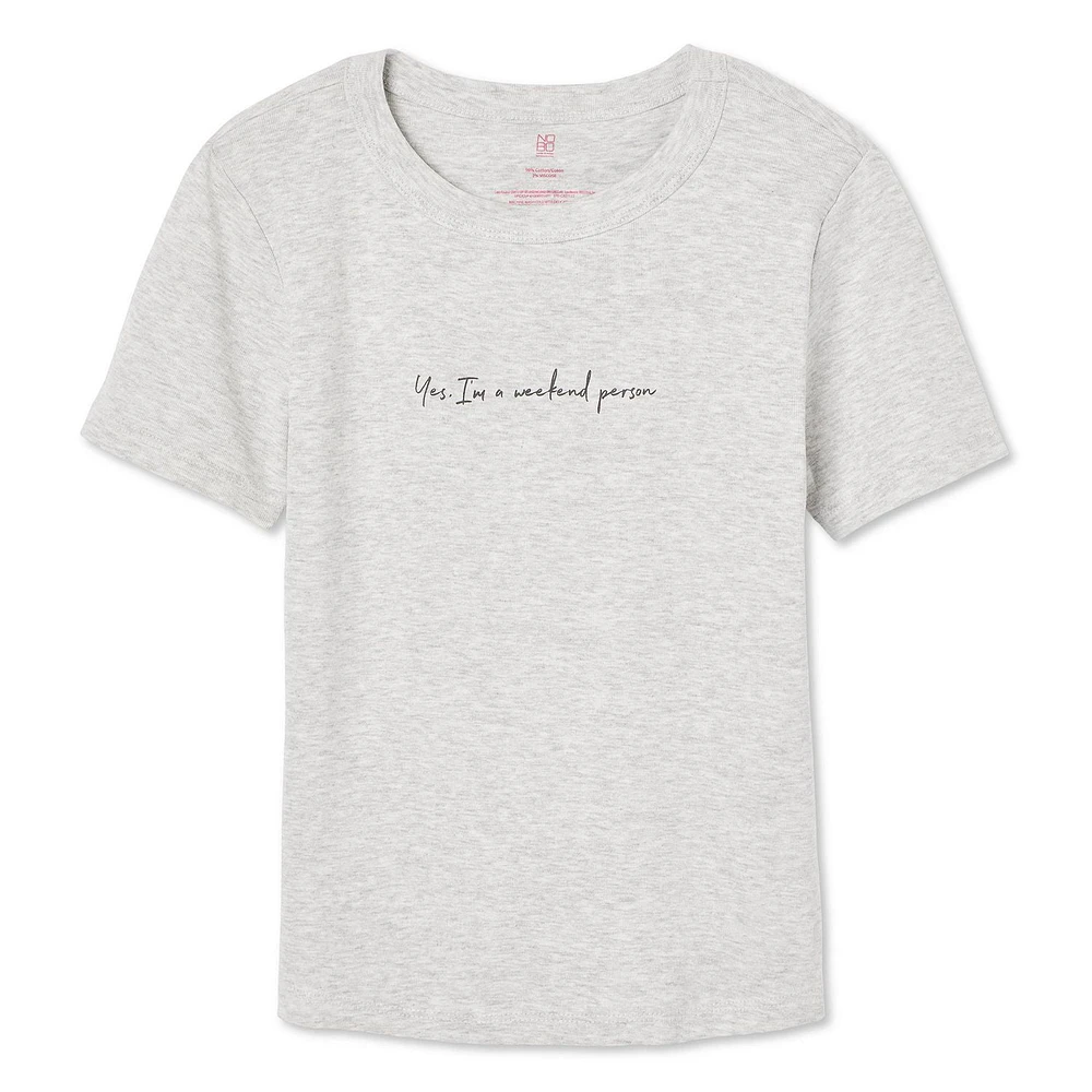 No Boundaries Women's Rib Baby Tee, Sizes XS-XXL