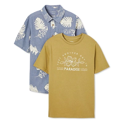 George Boys' Woven Shirt 2-Piece Set, Sizes XS-XL