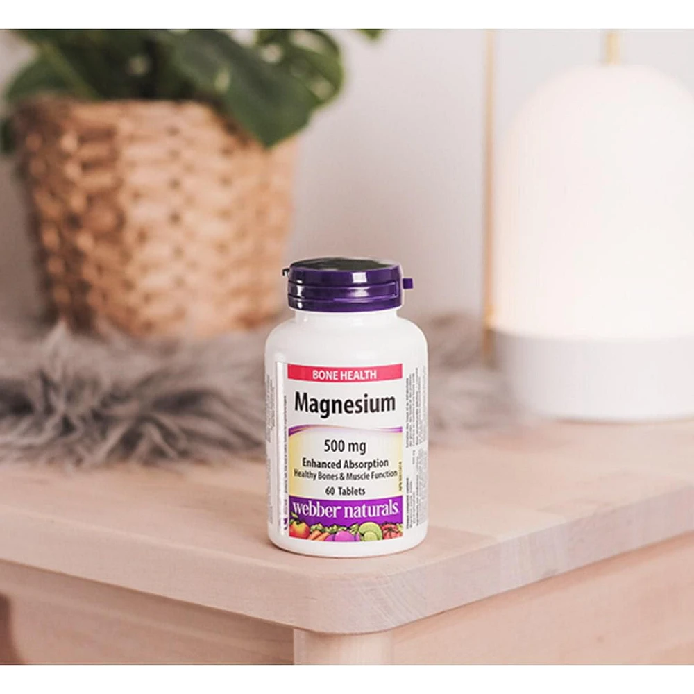 Webber Naturals Magnésium, Absorption accrue, 500 mg 60 comprimés