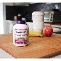 Webber Naturals Vitamine C+D3, 500 mg/500 UI 150+50 comprimés à croquer