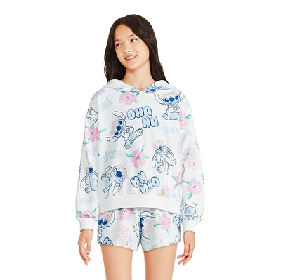 Haut à capuchon en tissu éponge bouclé Stitch Disney pour filles Tailles TP–TG