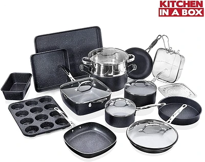 GraniteStone 20 Pieces Aluminum Non-Stick Cookware Set