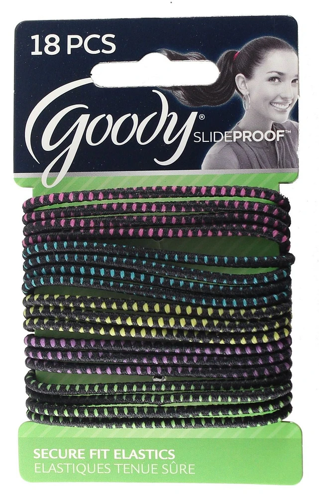 Goody Slide Proof Secure Fit Elastics, Thin Bright Tread - Assorted