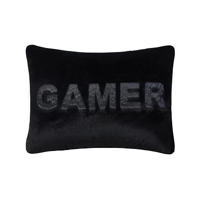 Mainstays Kids Faux Fur Gamer Decor Pillow, 12" x 16"