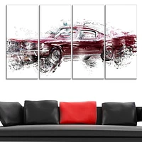 Design Art Wine Colored Muscle Car Canvas Wall Art