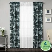 Ensemble de 4 panneaux de rideaux Your Zone, 27,5" x 84", camouflage gris Ensemble de rideaux à 4 panneaux