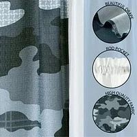 Ensemble de 4 panneaux de rideaux Your Zone, 27,5" x 84", camouflage gris Ensemble de rideaux à 4 panneaux