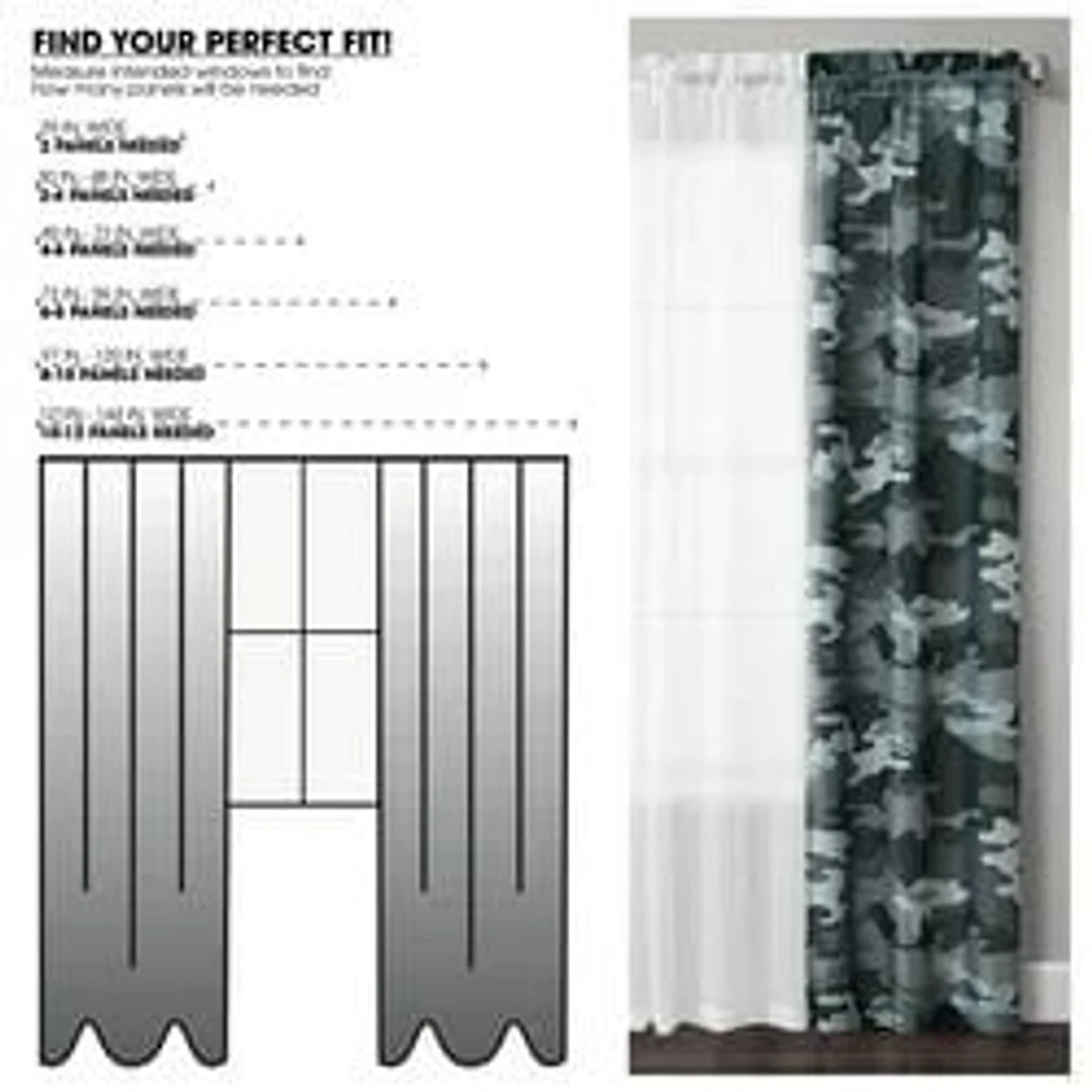 Ensemble de 4 panneaux de rideaux Your Zone, 27,5" x 84", camouflage gris Ensemble de rideaux à 4 panneaux