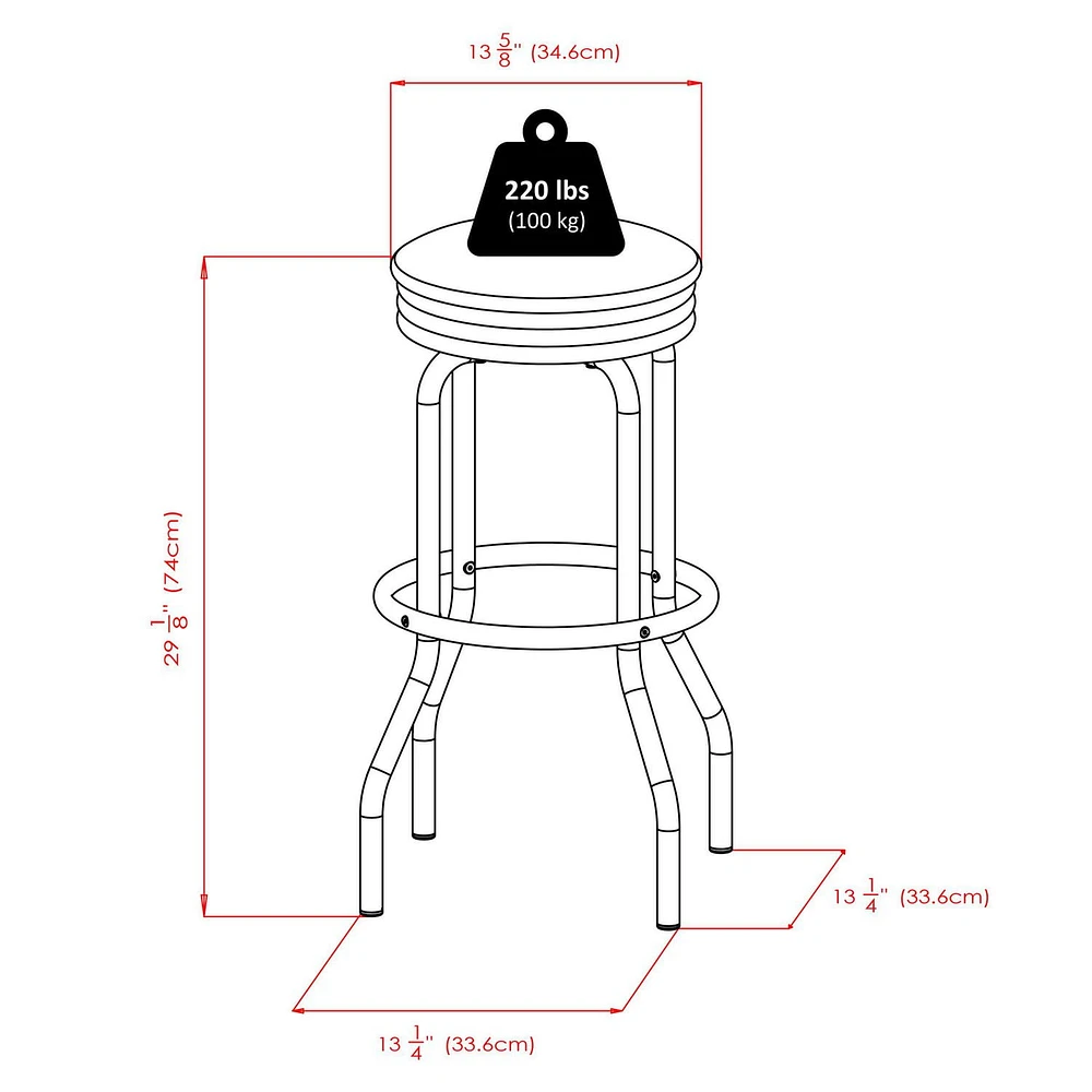 Winsome Summit Swivel Seat Stools, 2-Pc Set, Black & Chrome