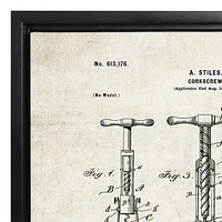 hometrends Wine Corkscrew Patent Art Framed Canvas