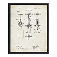 hometrends Wine Corkscrew Patent Art Framed Canvas