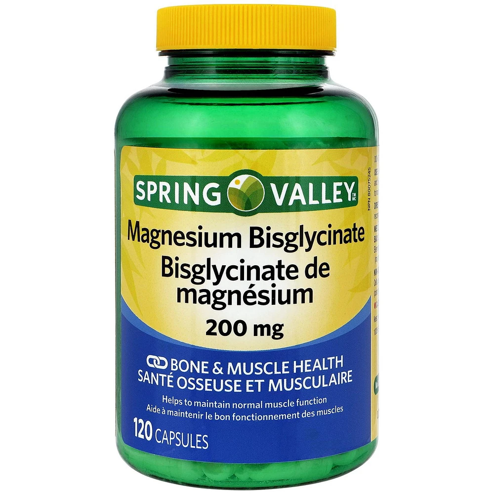 Spring Valley Magnesium Bisglycinate 200mg, 120 Capsules