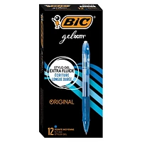 BIC Gelocity Original Blue Gel Pens, Medium Point (0.7 mm), 12-Count Pack, Retractable Gel Pens With Comfortable Grip