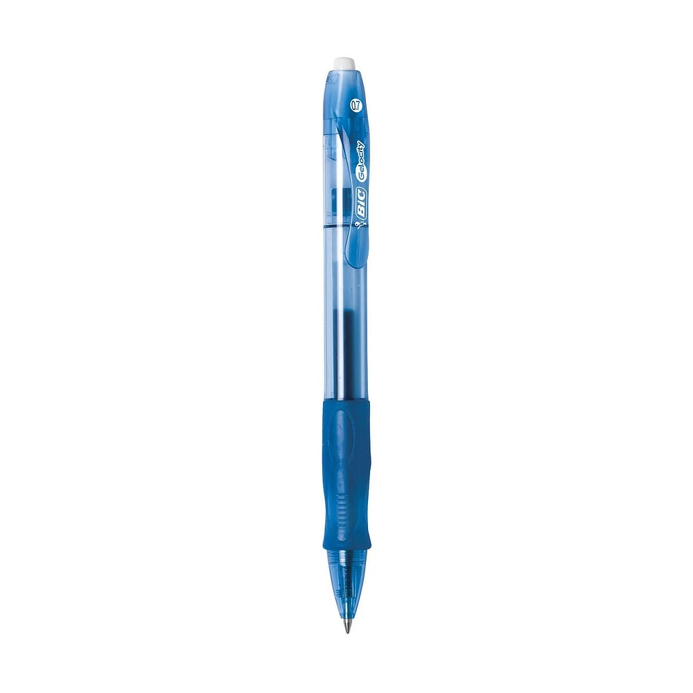 Stylos à encre gel bleue BIC Gelocity Original, pointe moyenne (0,7 mm), paquet de 12, stylos à encre gel rétractables avec prise confortable