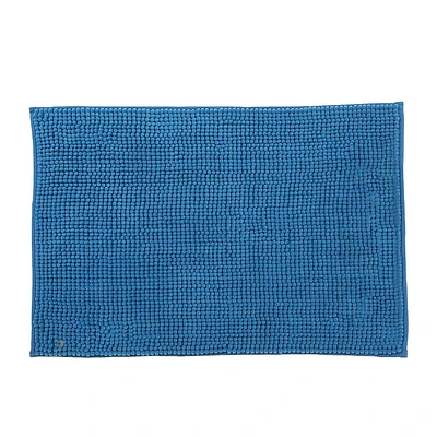 Couleur Solide Cheniile Bain Mat 20X28 Blue