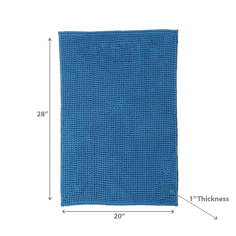 Couleur Solide Cheniile Bain Mat 20X28 Blue