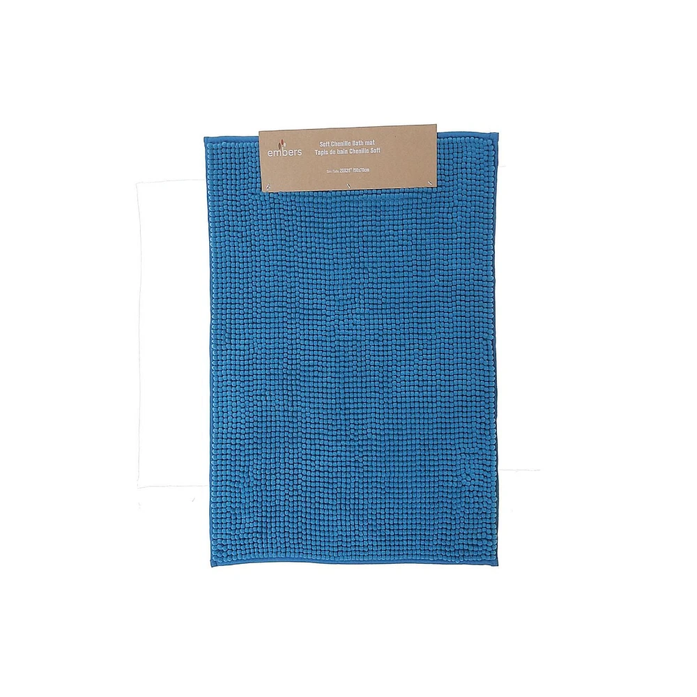 Couleur Solide Cheniile Bain Mat 20X28 Blue