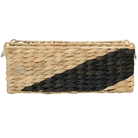 Zenna Home Rectangular Decorative Storage Basket with Dividers, Made of Handwoven Water Hyacinth, in Black and Natural