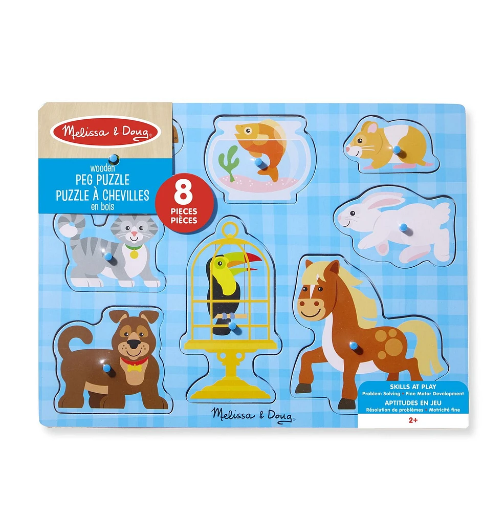 Melissa & Doug Wooden Pet Pals Animals Peg Puzzle - 8 pcs