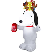 Christmas Inflatable Snoopy with Antlers and Woodstock