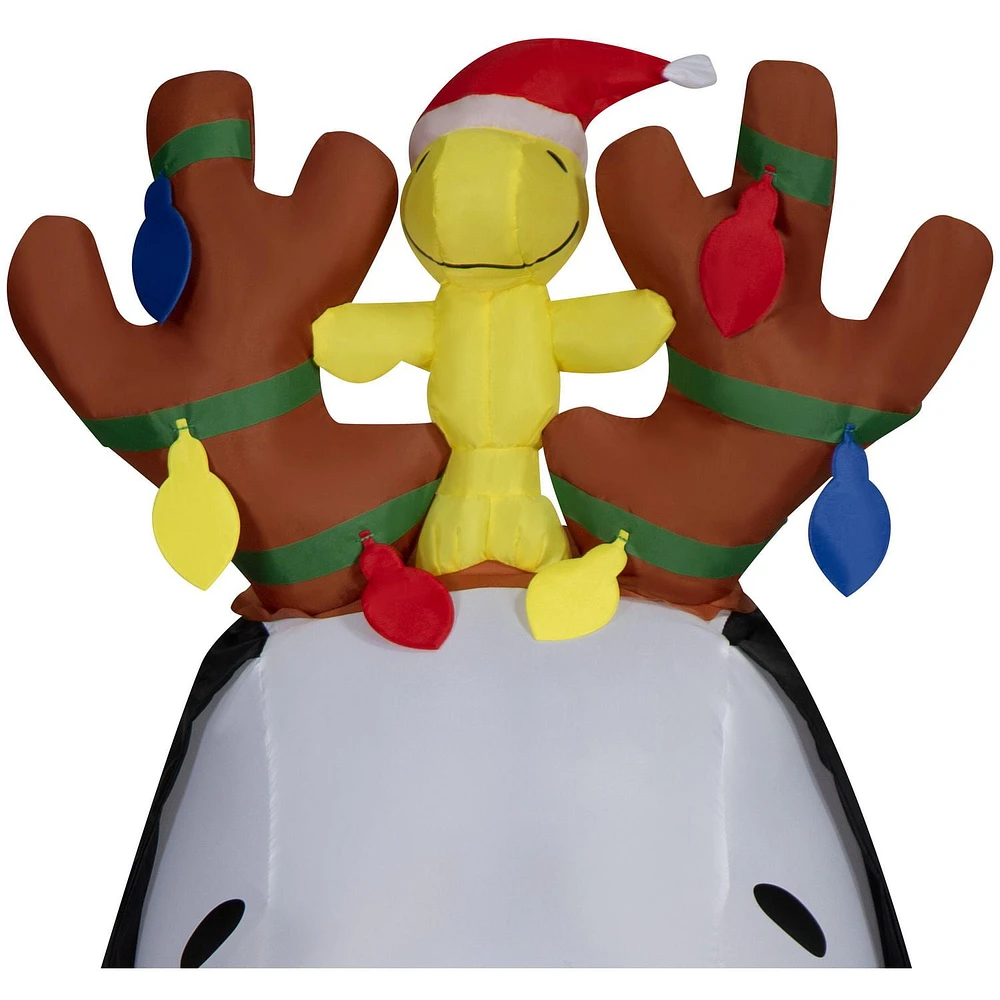 Christmas Inflatable Snoopy with Antlers and Woodstock