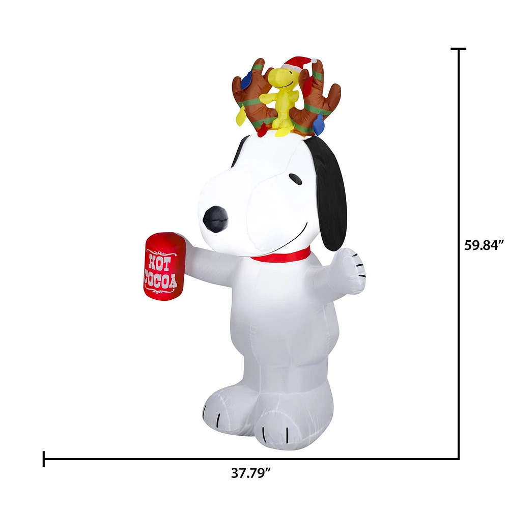 Christmas Inflatable Snoopy with Antlers and Woodstock