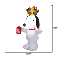 Christmas Inflatable Snoopy with Antlers and Woodstock