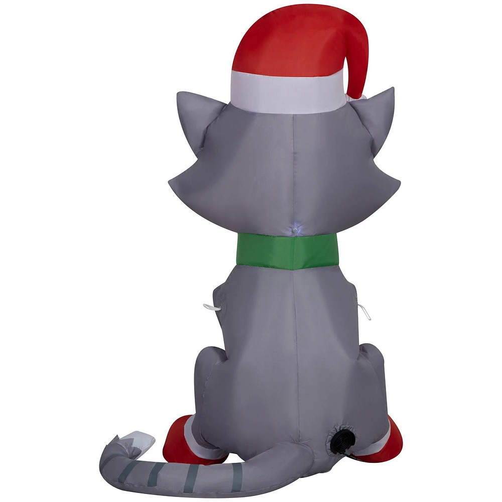 Christmas Inflatable Tabby Cat with Santa Hat