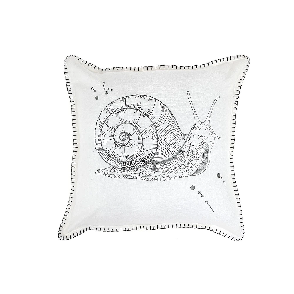 Blanket Stitch Embroidered Cushion Snail 18 X 18 - Set of 2