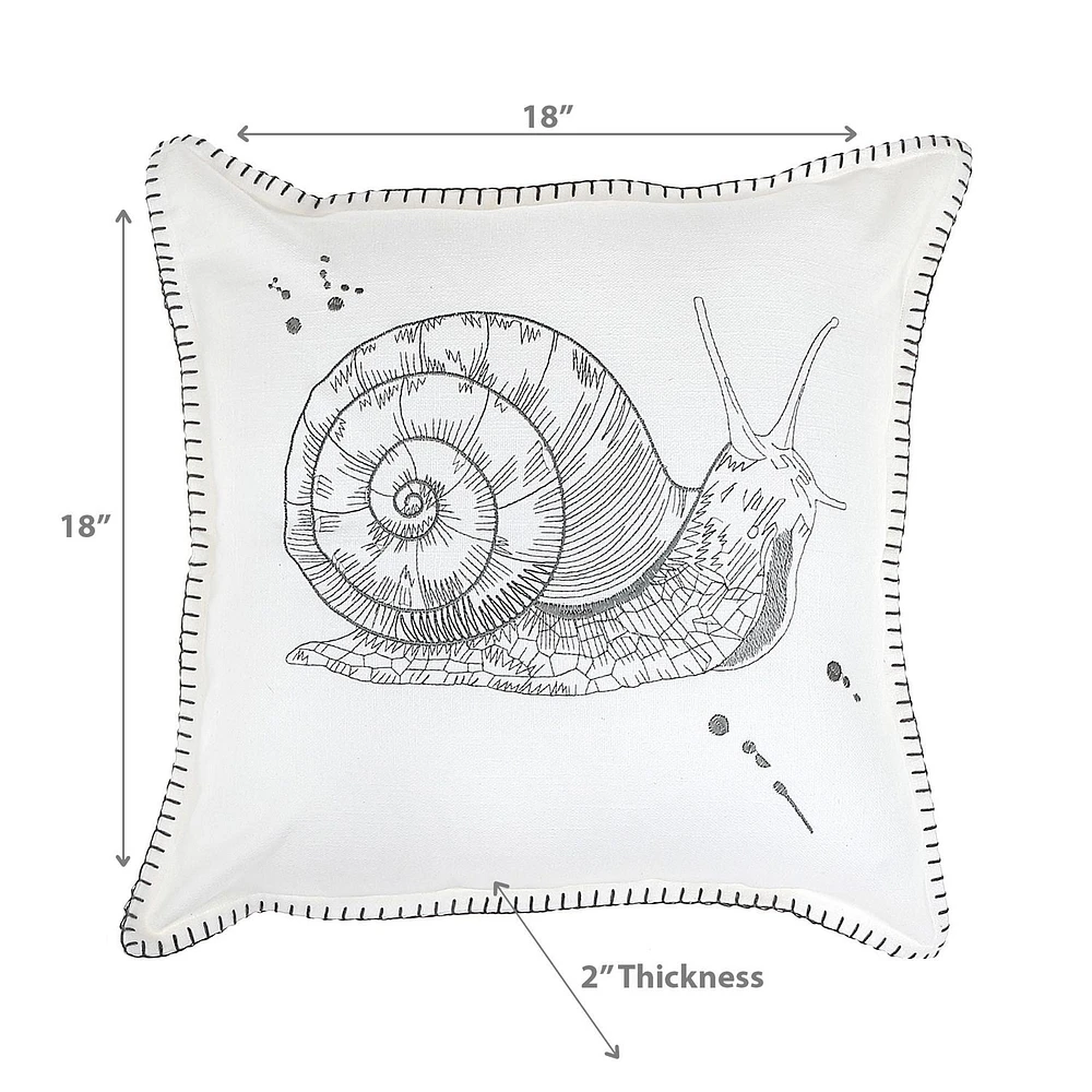 Blanket Stitch Embroidered Cushion Snail 18 X 18 - Set of 2