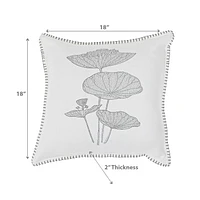 Blanket Stitch Embroidered Cushion Lotus Leaf 18 X 18 - Set of 2