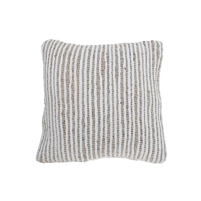 White Natural Micro Chenille & Jute Cushion 18 X 18 - Set of 2