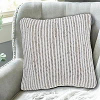 White Natural Micro Chenille & Jute Cushion 18 X 18 - Set of 2