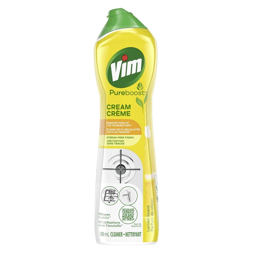 Vim PureBoost Lemon Scent Cream Cleaner, 500 ml Cream Cleaner