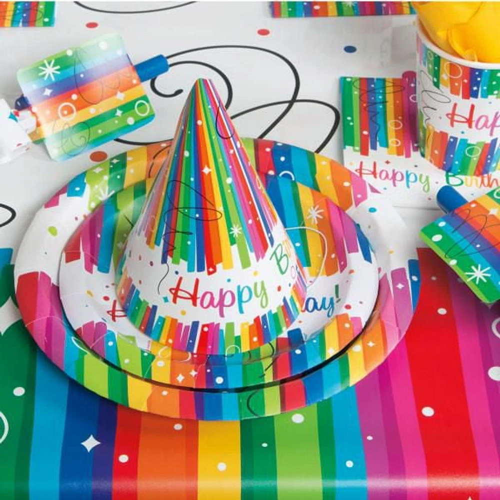 Unique Party Favors Rainbow 9" Plates, 8 Count