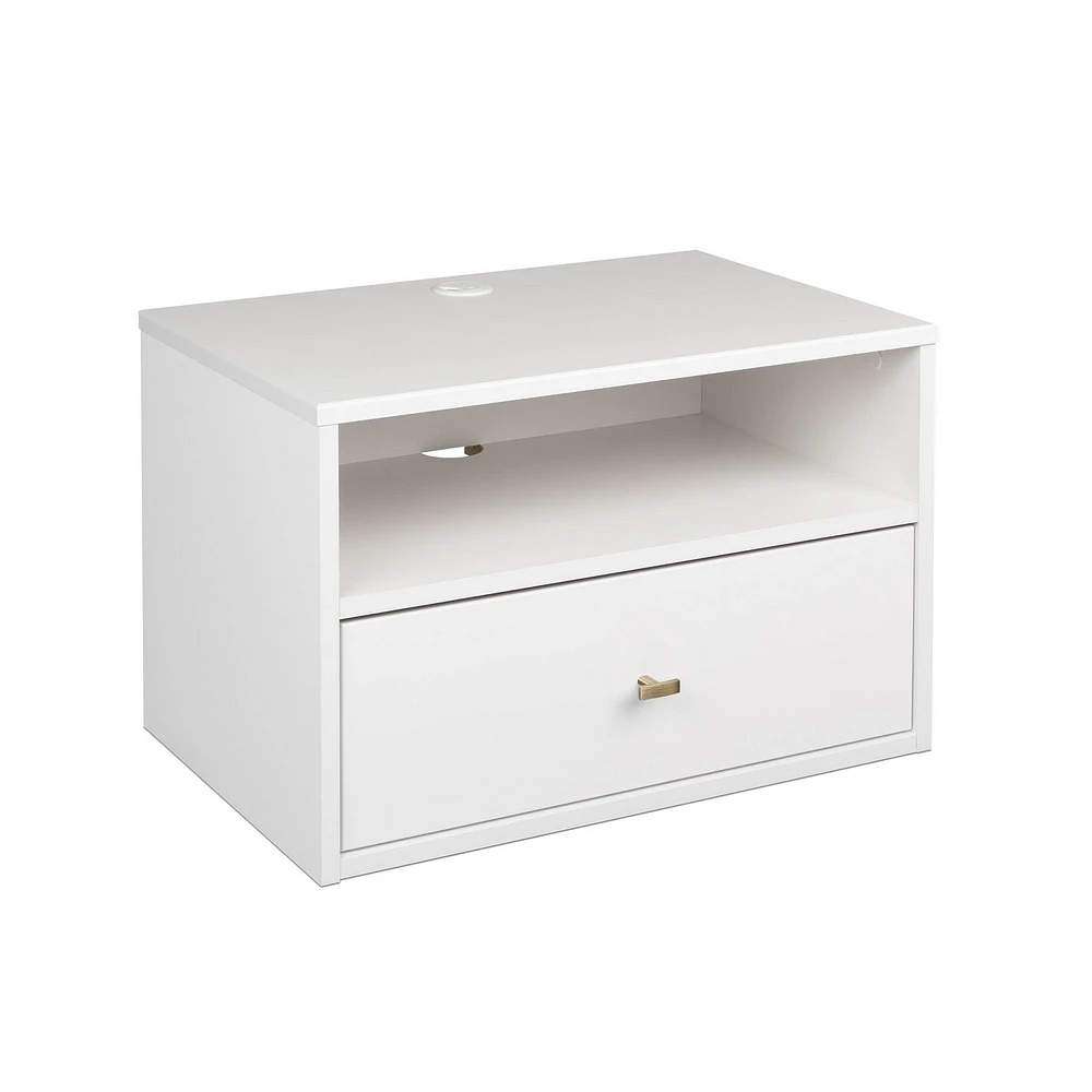 Prepac Floating Nightstand, White