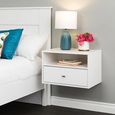 Prepac Floating Nightstand, White