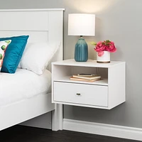 Prepac Floating Nightstand, White