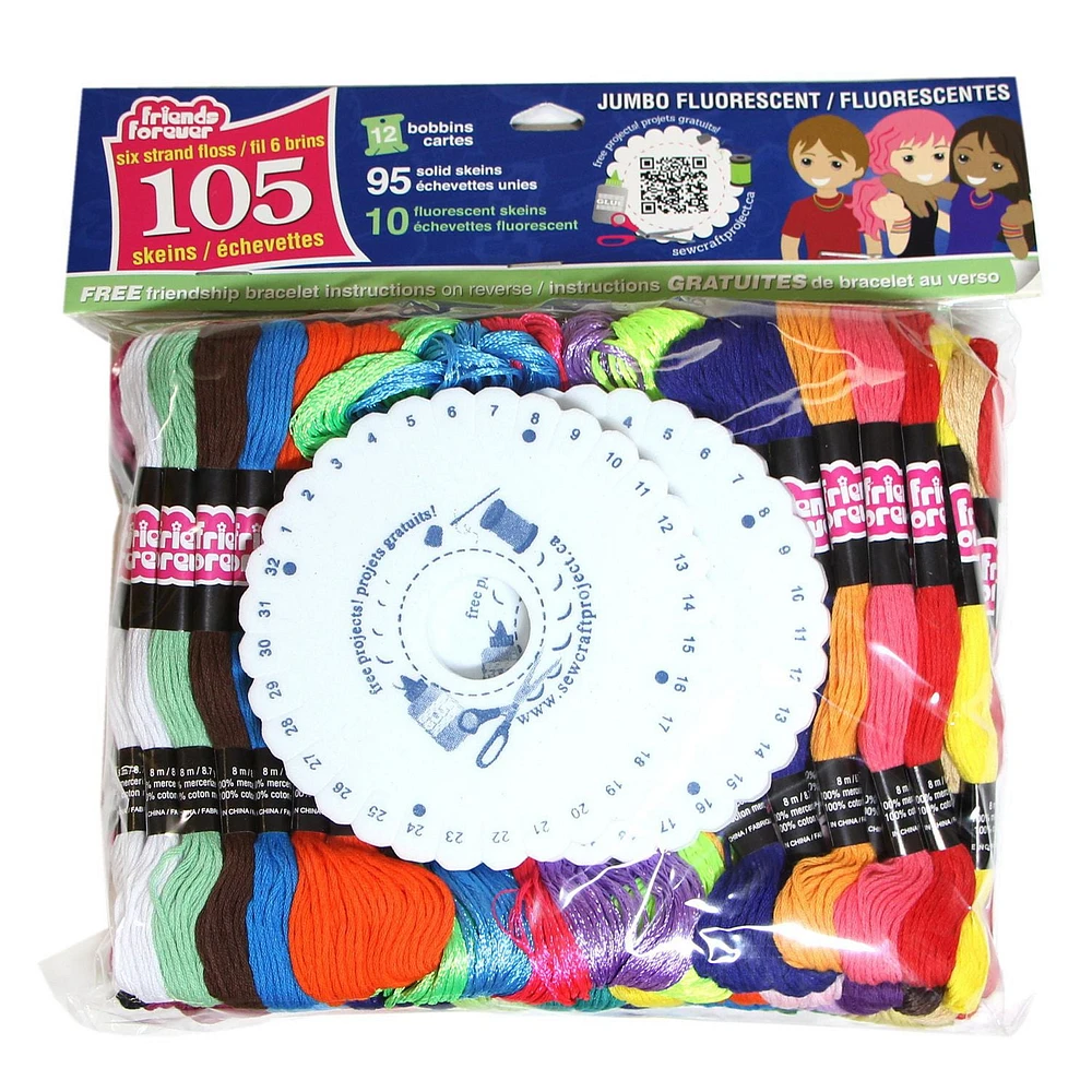 Friends Forever Embroidery Floss Jumbo Solids Pack, 105 skeins