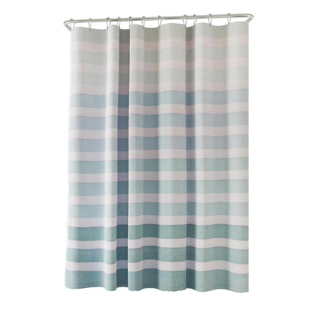 Hometrends Ombre Stripe Heavy Weight Fabric Shower Curtain, Blue