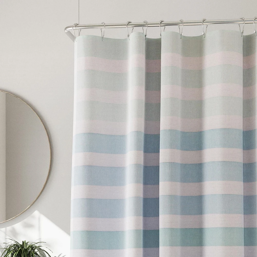 Hometrends Ombre Stripe Heavy Weight Fabric Shower Curtain, Blue