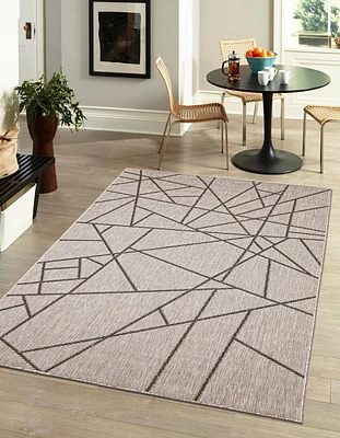 ECARPET Indoor Outdoor Area Rug for Patio, Deck, Living Room Sisal Abstract Collection